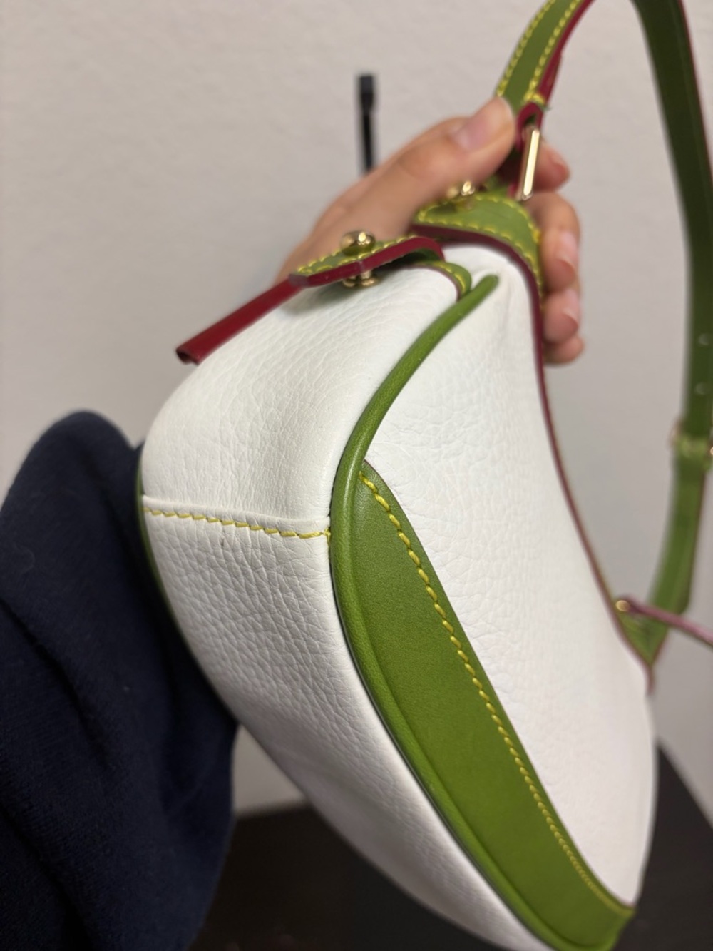 Dooney & Bourke White and Green Leather Small Shoulder Bag - Picture 7 of 12